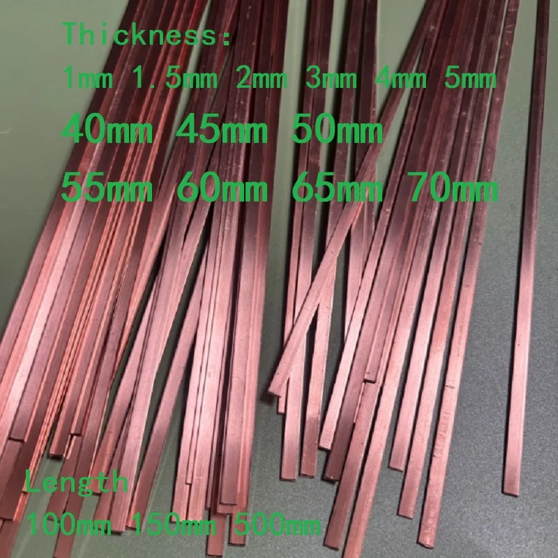 1PC T2 Pure Copper Bar Flat Red Copper Plate Flat Sheet Length 100 150 500mm Thickness 40 45 50 55 60 65 70mm