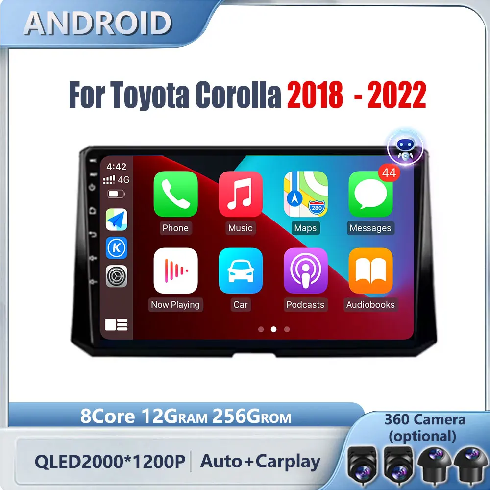 

9 дюймов для Toyota Corolla 2018 2019 2020-2022 беспроводной Carplay Android авто радио навигация GPS мультимедийный видеоплеер DVD