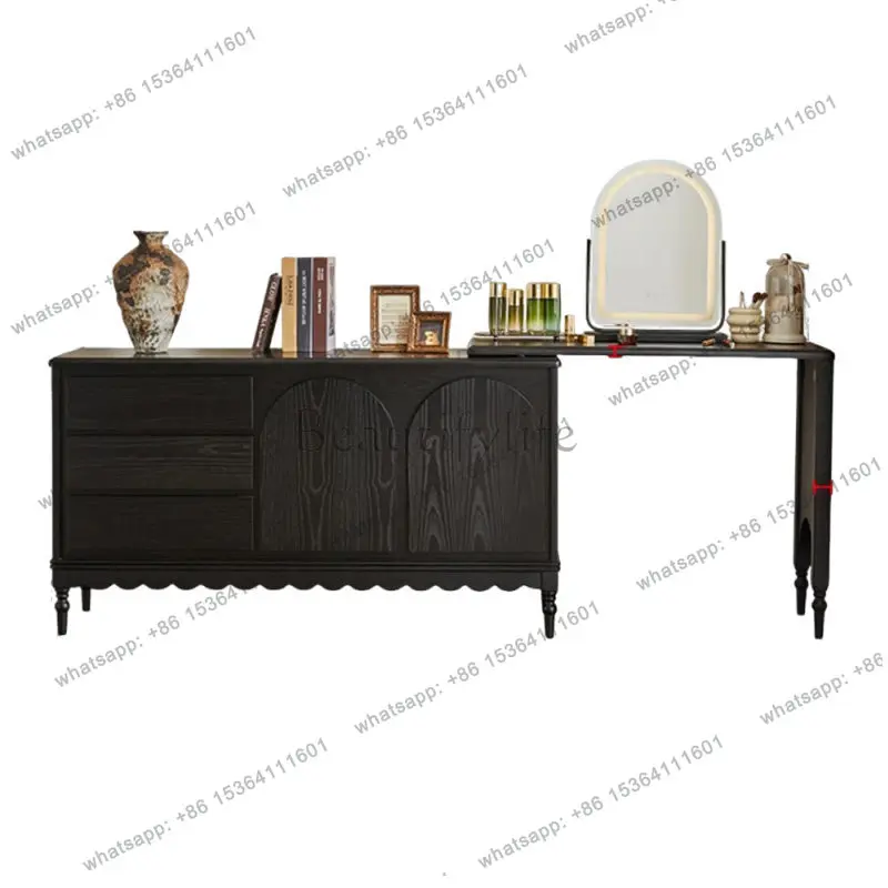 French retro solid wood retractable dresser American small apartment integrated corner makeup table