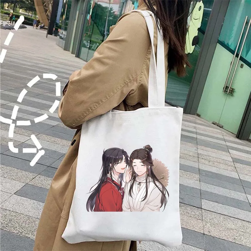 Anime Tian Guan Ci Fu Heaven Official\'s Blessing TGCF Hua Cheng XieLian Graphic Umbrella Hands Canvas Totes Bag Shopping Handbag