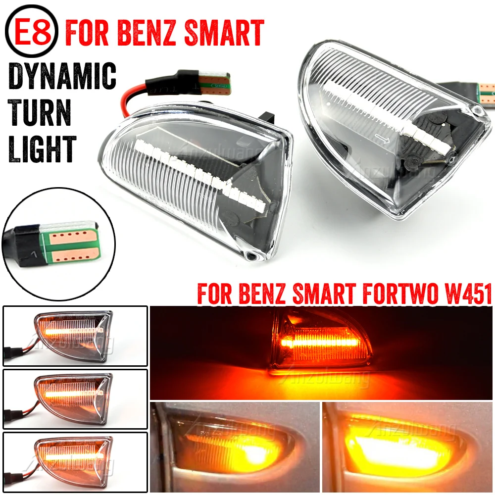 

For Smart Fortwo 451 MK1 & MKII 2007-2015 New Styling Smoked lens Amber LED Dynamic Side Marker Light Turn Signal Lights