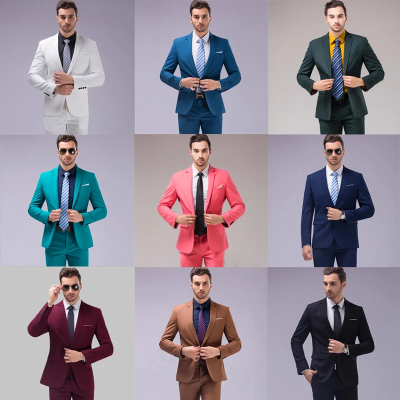 

Quality Casual Suit Set Coat + Vest + Pants Men Business Groom Standard Suits Weight 105 kg Can Wear Black Pink Purple Green Red