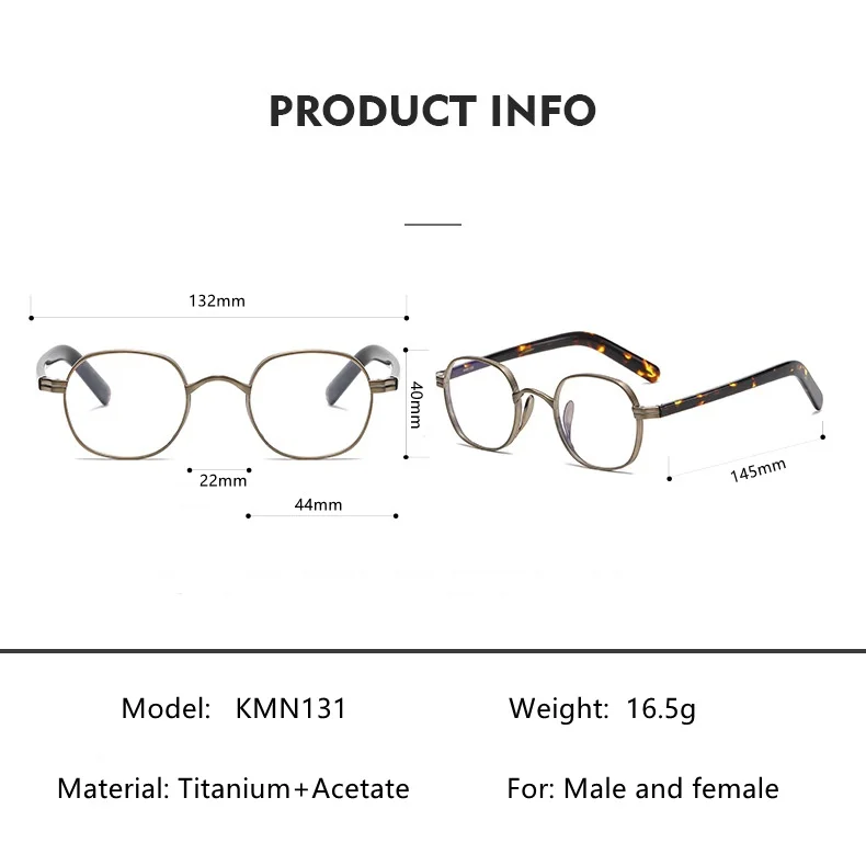 Japanese Retro Classic Small Square Frame Pure Titanium  eyeglasses for man and woman eyewear  Design as KameManNen KMN131
