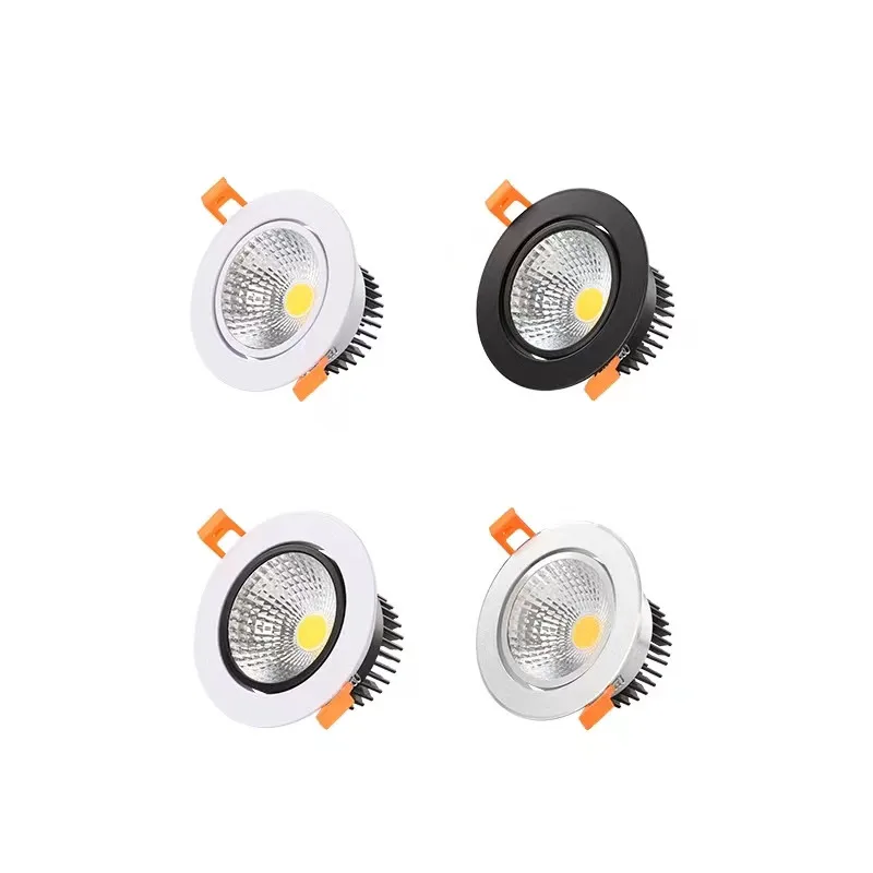 LED Ceiling Lamp Tricolor Changeable Recessed SpotLight Round Anti Glare Downlight 5W7W9W12W15W COB AC110-220V Living Room Light