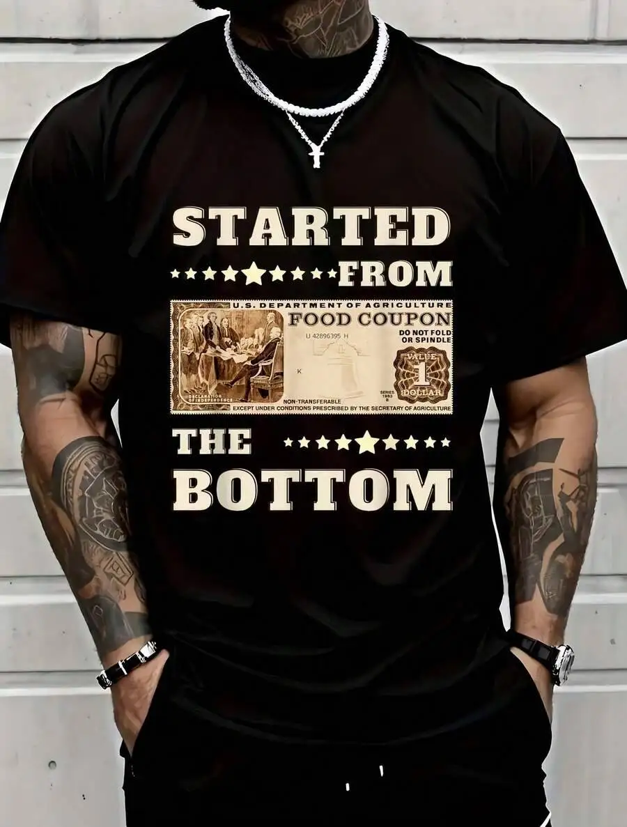1Pc Man's Quote Coupon Print Black Tshirt Crew Neck Casual Cotton Tee Medium Stretch Knit Fabric Regular Fit Boys Man Perfect 100% Cotton Trendy Y2K Short-Sleeve Tee-Soft, Quick-Drying,  Wrinkle Resistant Light Cotton Graphic Tshirt Soft Stretchy Casual