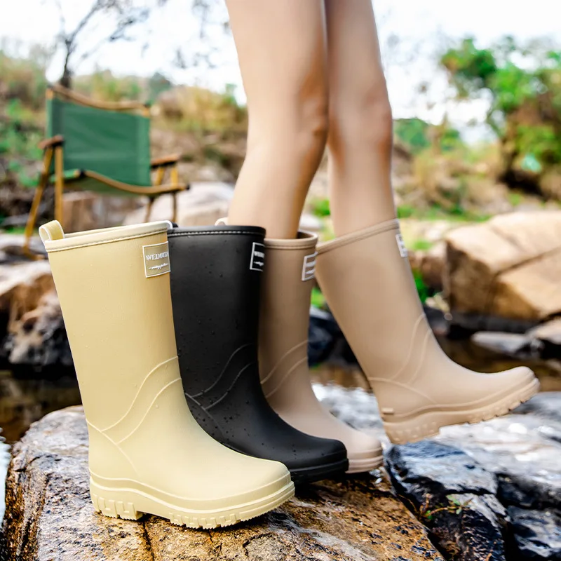 Female Rubber Boot Galoshes High Rain Shoes Waterproof Work Garden Rainboots Women Fishing Oil-proof Non-slip Kitchen Shoes