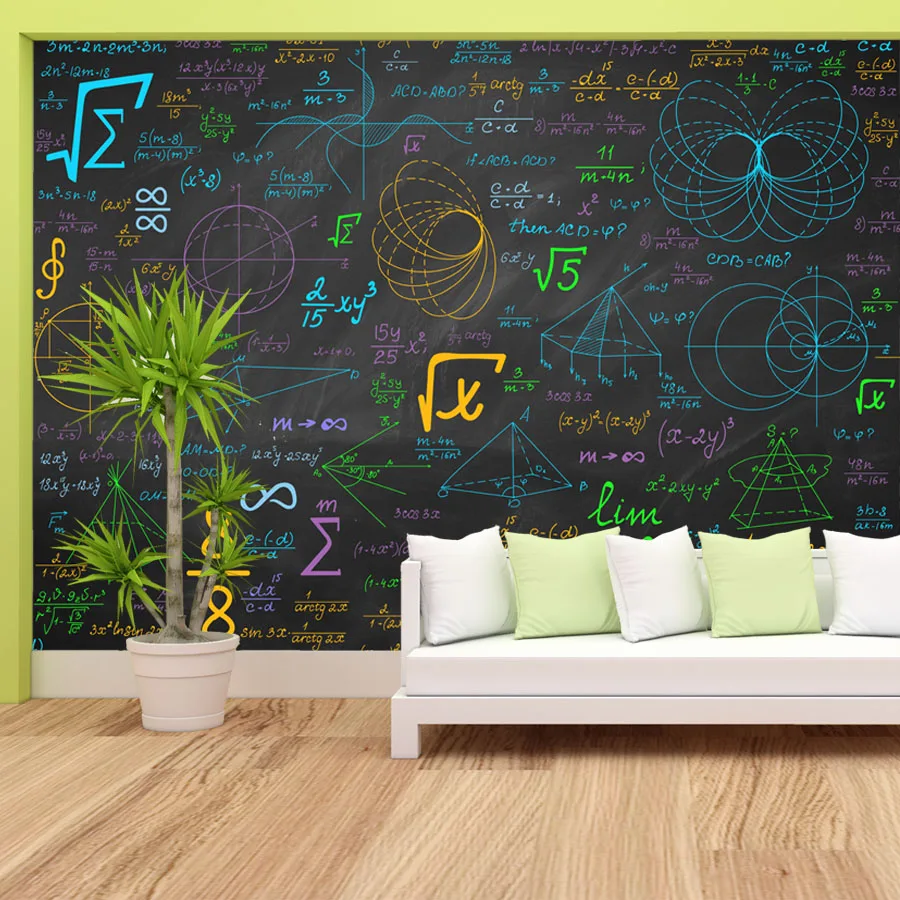 Custom Self Adhesive Optional Photo Mural Maths Blackboard Wallpapers for Living Room TV Background Walls Papers Home Decor Roll