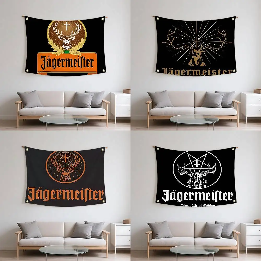 Bandeiras de cervos Jagermeister, decoração de quarto, decorações ao ar livre, itens personalizados, bandeiras para quartos, casa, engraçadas
