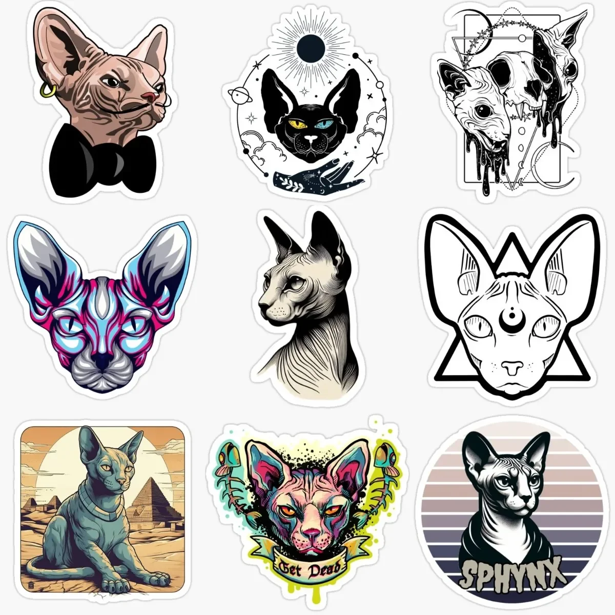 

Creative Canadian Hairless Cat Sphynx Cat Pets PVC Stickers for Decorate Car Fridge Table Helmet Bumper Bicycle Motorcycle Decal