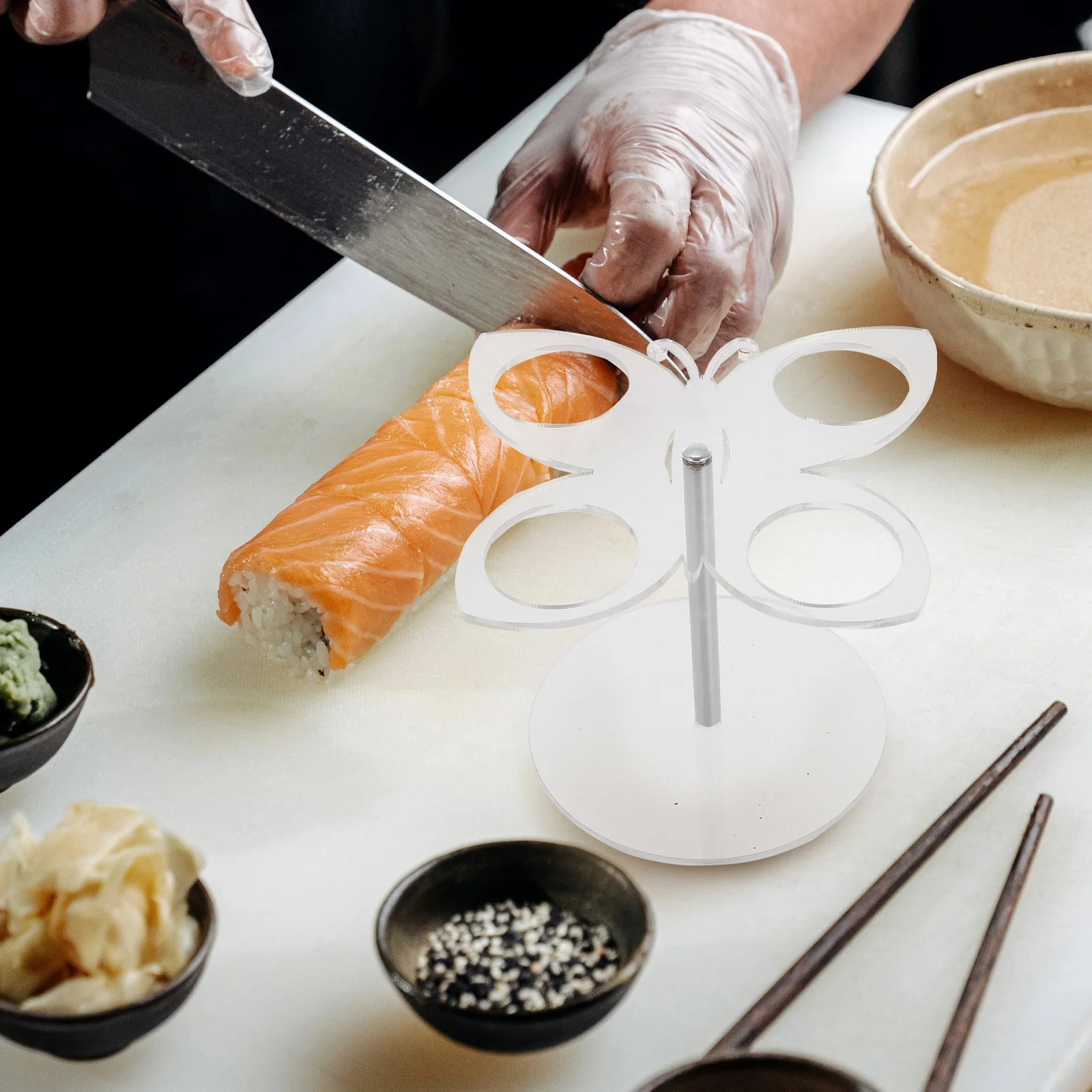 

Ice Cream St Sushi Roll Holder Desktop Cupcake Storage Restaurant Chip Acrylic Miniature Cone Display Stable Bracket Cake Rack