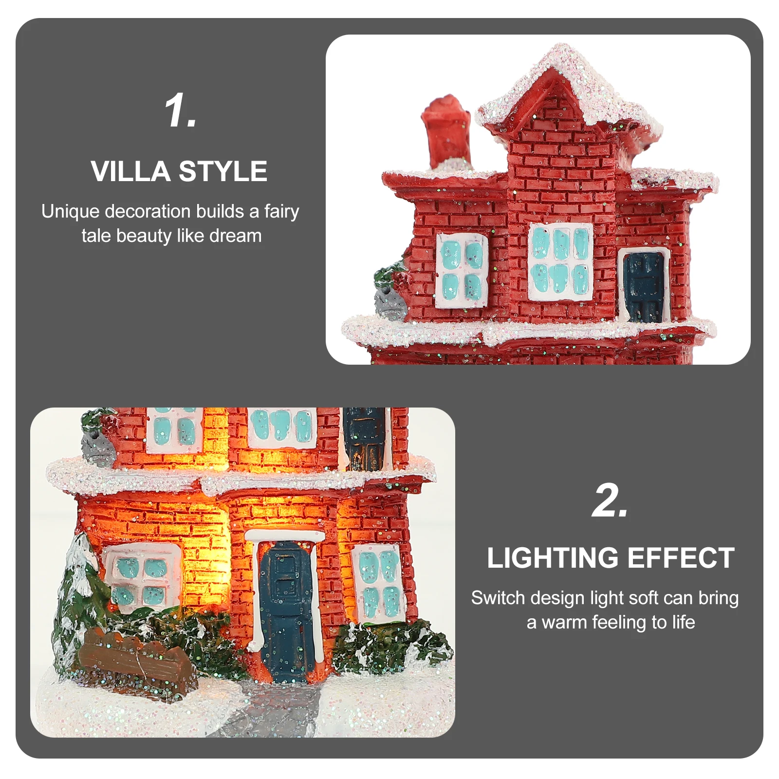 

Resin Mini Xmas Lighted Decorative Christmas Ornament for Tabletop Party Supplies Warm Luminous Ambience