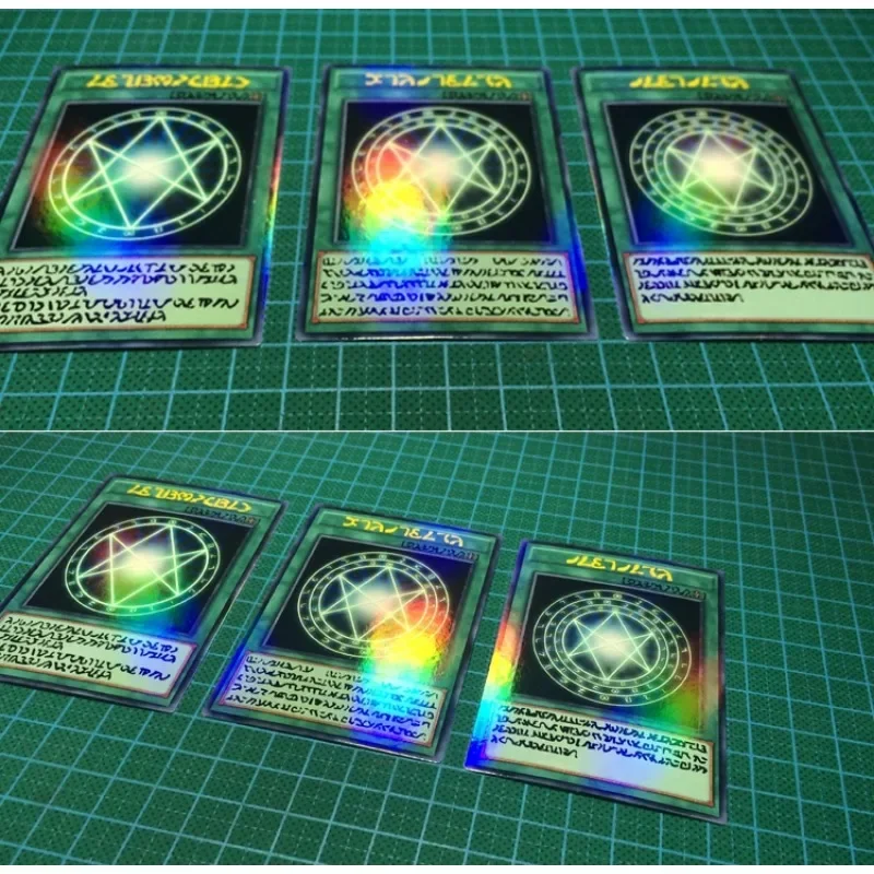 3pcs/set YuGiOh Angel Text The Seal of Orichalcos Self Made Refraction Flash Card Anime Classics Game Collection Cards Toy Gift