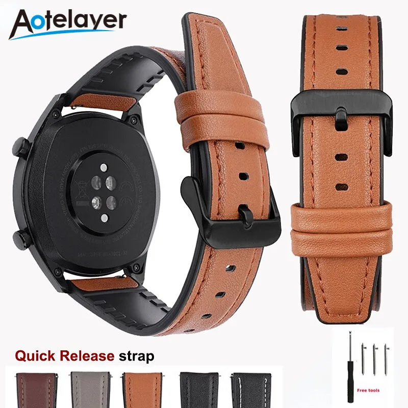 

20mm 22mm 24mm Quick Release TPU+ Leather Watch Strap Waterproof Watch Band Bracelet for Universal Watch WristBand Accessories