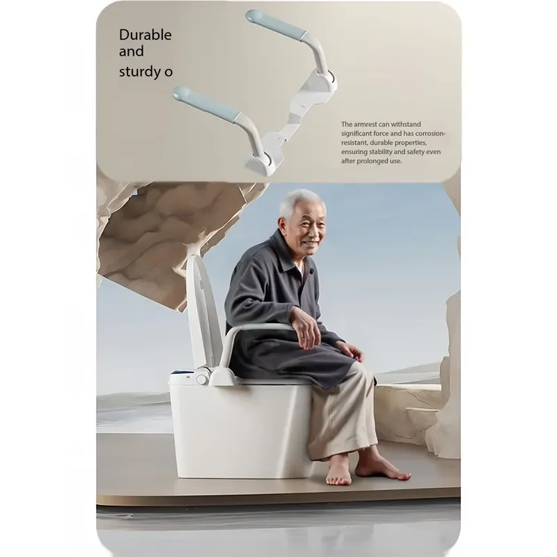 Elderly Toilet Safety Rail with Night Light S Type Water Saving Commode Support Handle for Disabled Seniors Bathroom Aid S