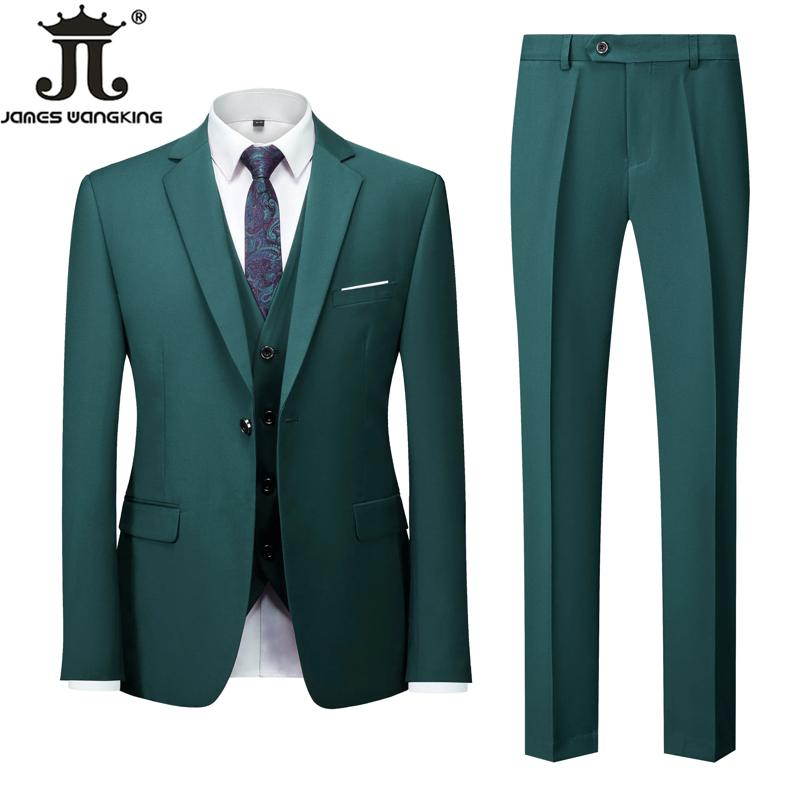 18 Color M-6XL ( Jacket + Vest + Pants ) Boutique Solid Color Men\'s Official Business Suit Bride\'s Wedding Dress Party Male Suit