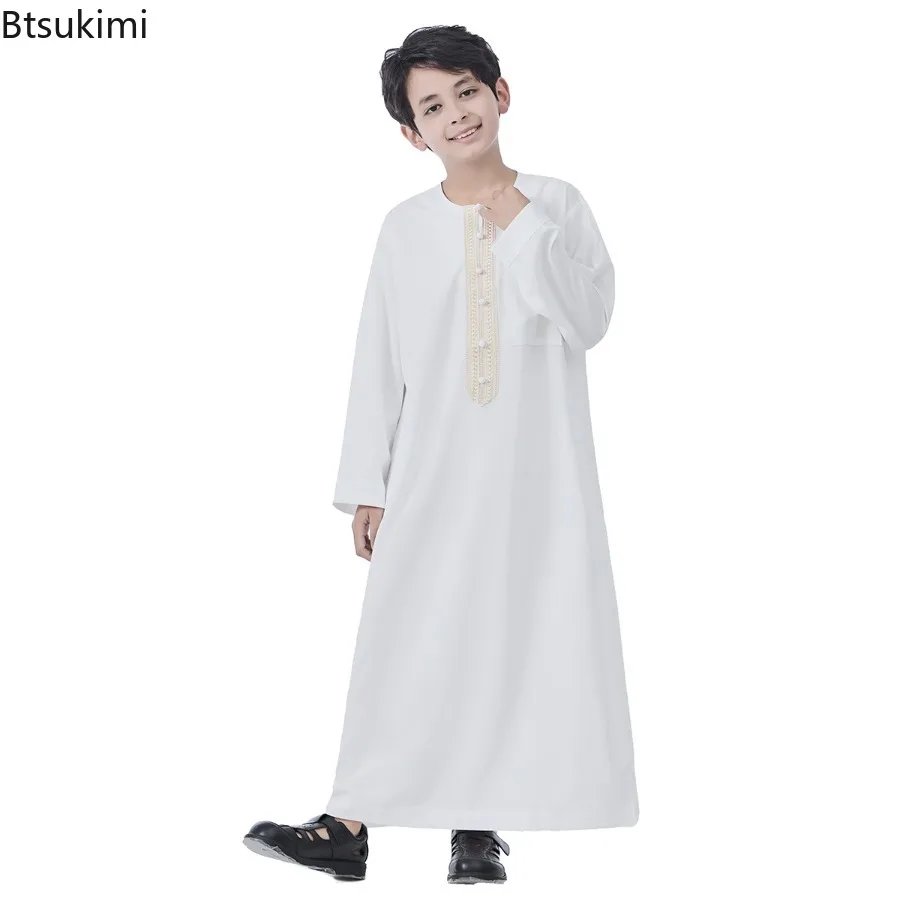 

Детская джубба/тоба с длинным рукавом для мальчиков из Дубая, Ближний Восток, мусульманская мода, абайя, кафтан, джеллаба, этническая одежда для мальчиков из Саудовской Аравии, Хуэй