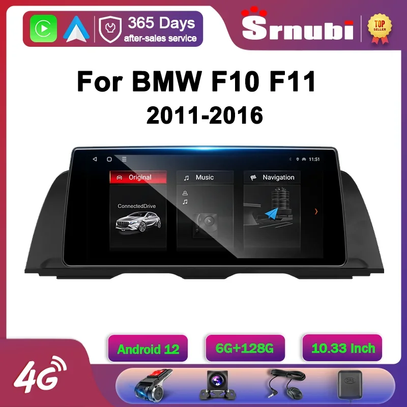 

Srnubi Android 12,0 автомобильное радио для BMW 5 серии F10 F11 2011-2016 CIC NBT 2Din 10,33 "Carplay Мультимедиа GPS навигация головное устройство