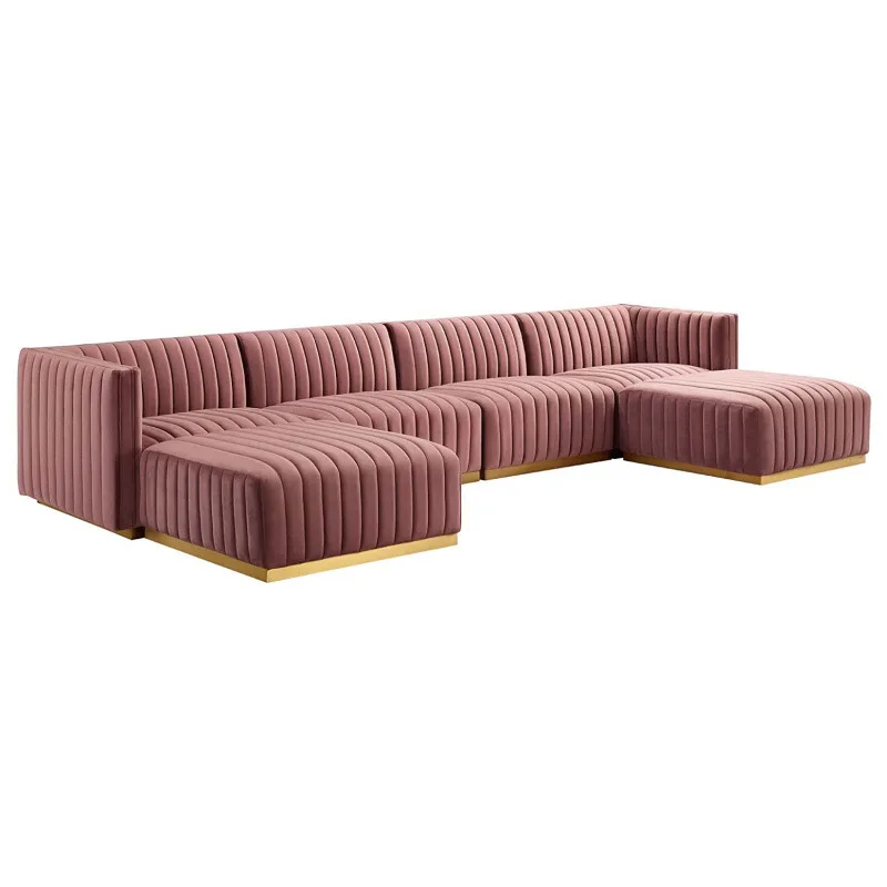 

Light luxury fabric sofa, living room post-modern L-shaped sofa, combination