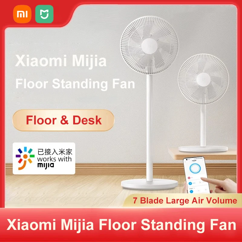 Xiaomi Mijia Fan Floor Standing Fan Portable APP Control Low Noise Quiet 7 Blade Large Air Volume Desk Fans Household Appliances