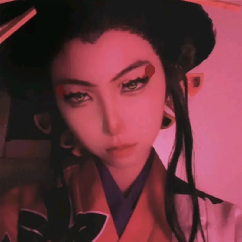 Perruques de Cosplay synthétiques de style Geisha Kokushibou pour femmes noires, perruques résistantes à la chaleur + bonnet de perruque, accessoire de jeu de rôle, cadeau