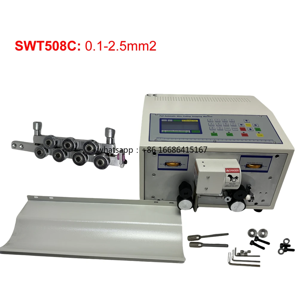 

0.1-2.5mm2 SWT508C Wire Stripping Peeling Cutting Machine With Wires Collector Automatic Adjustable Cable Cutter Stripper