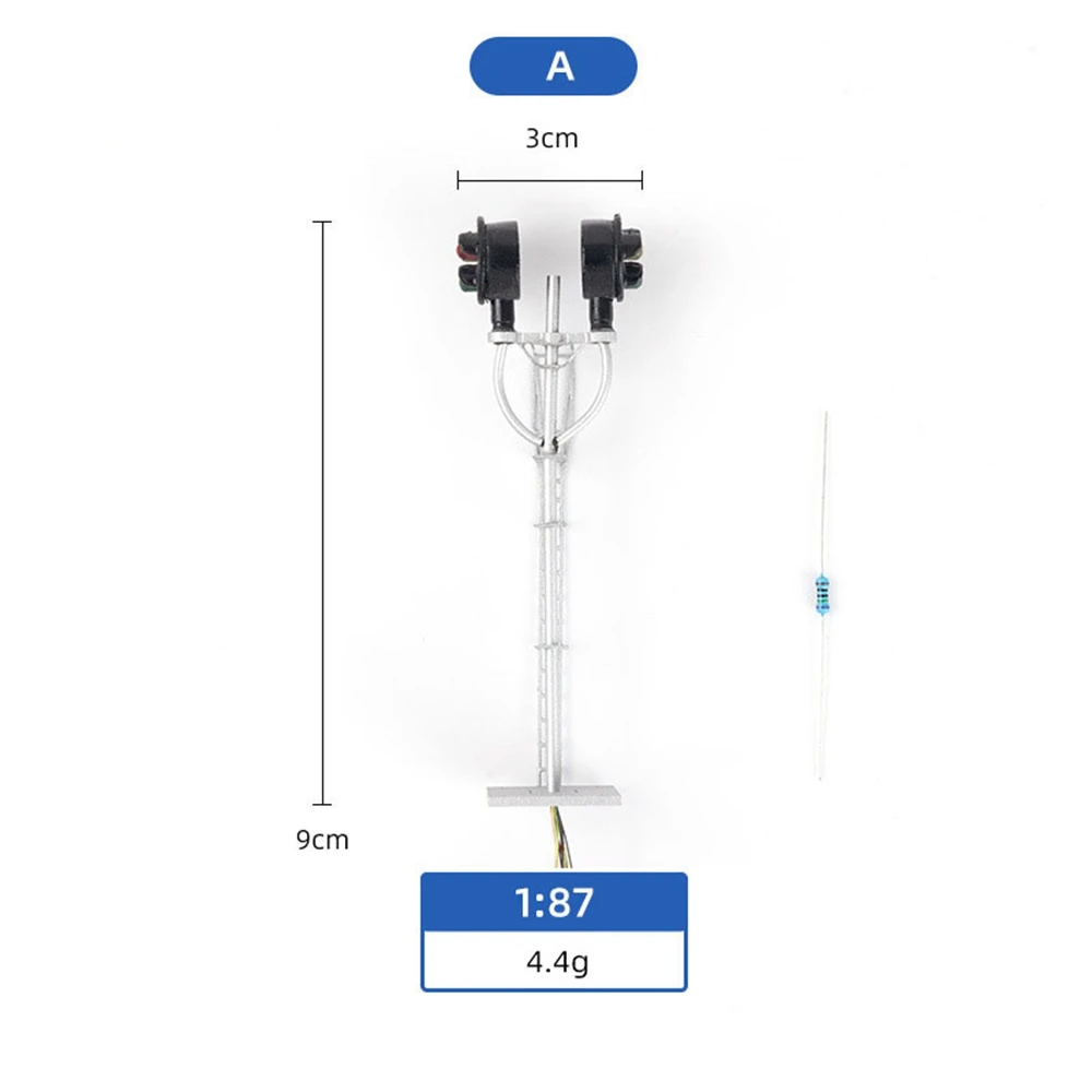 HO Scale Model Railroad Tri-lights Block Searchlight LED Street Signal Fine Made Metal 1/2 Opposite Targets for Sand Table Kit