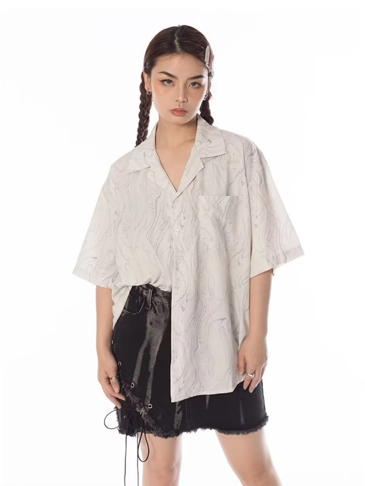 Baggy Shirts Dames Gedrukt Japanse stijl Mode Eenvoudig Casual Elegant Harajuku Halve mouw All-match Ademende kleding Gezellig