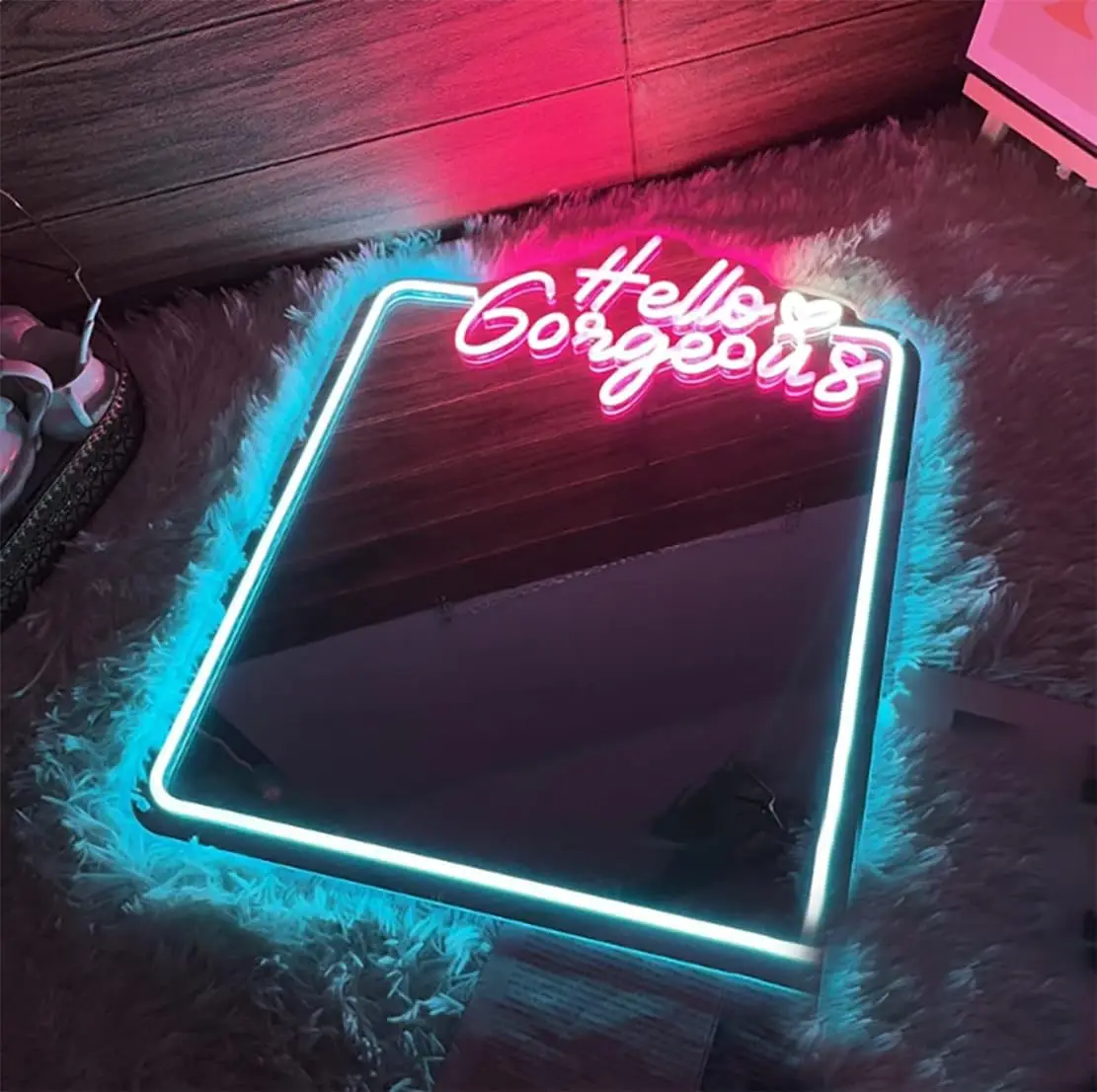 Светодиодный зеркальный неоновый свет в романтической форме сердца Светодиодный неоновый свет для декора спальни Домашняя студия Общежитие Украшение свадебной вечеринки Подарок