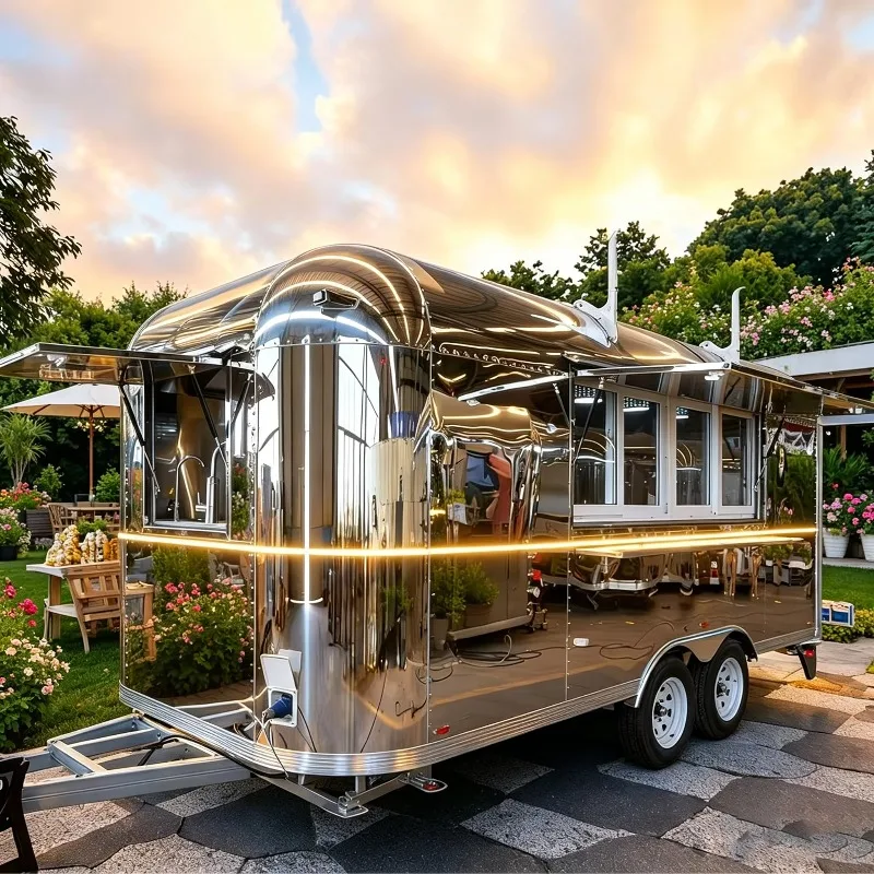 Fully Equipped Mobile Food Truck for Sale Commercial Concession Trailer Stainless Steel Rust Resistant for Festivals Street