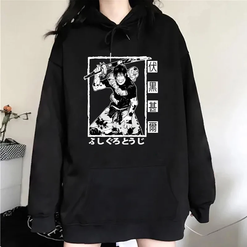 New Anime Fushiguro Toji Print Hooded Fashion Women Girl Sweatshirt Long Sleeve Casual Tops Harajuku Animation Casual Sports