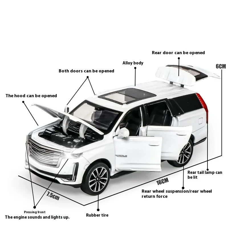 ل 1:32 كاديلاك إسكاليد على الطرق الوعرة مركبة محاكاة دييكاست سبيكة معدنية نموذج سيارة ضوء الصوت التراجع جمع لعبة الهدايا #2