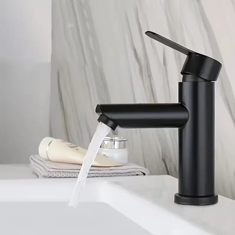 Toilet Black 304 Stainless Steel Bathroom Faucet for Hot and Cold Water, Suitable for Washbasins and Sinks Bathroom Use Taps