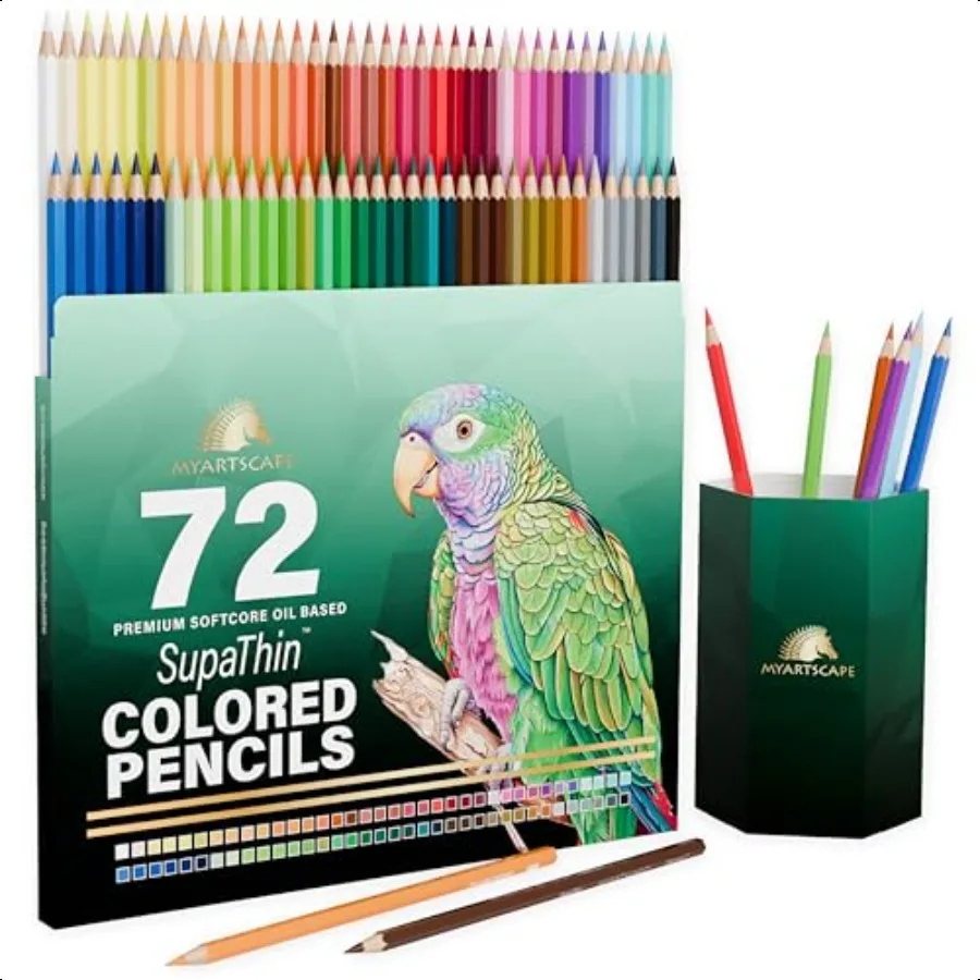

Colored Pencils Set of 72 Soft Core OilBased Color Pencils with Vibrant Colors BreakResistant Core Foldable RollUp Holder Adult