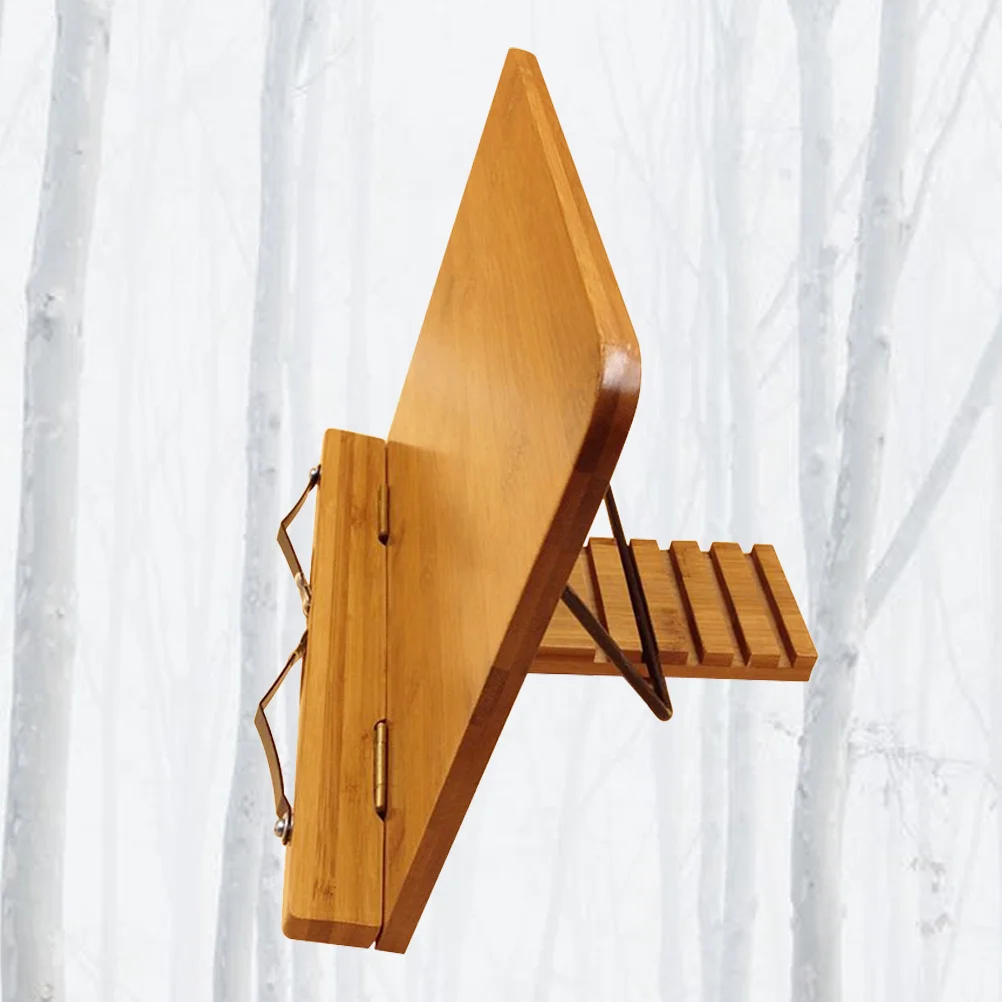 

1pc Bamboo Book Stand Large Portable Adjustable Reading Holder For Books Tablets Music Sheets Multifunctional Wooden Shelf