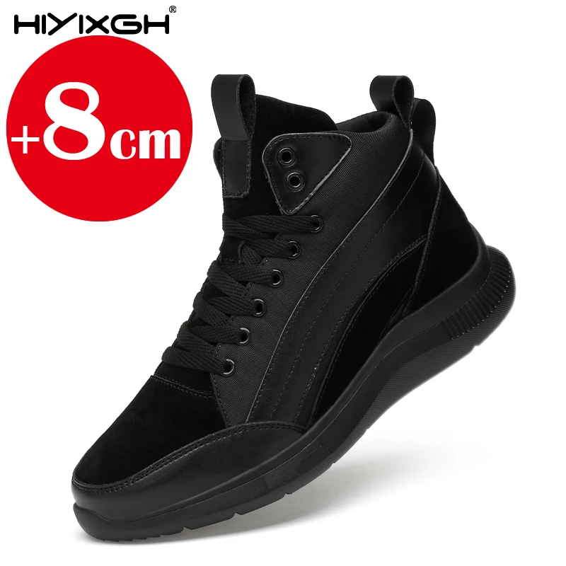 2025 Men Boots Elevator Shoes Hidden Heels Canvas Heightening Shoes For Male Increase Insole 8CM 6CM Optional Height Shoes Man
