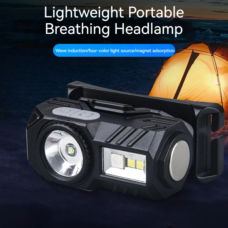 Outdoor Sensor Head Lamp Multi Function Strong Light Headlight 9 Lighting Modes Night Emergency Work Headlamp With Tail Magnet