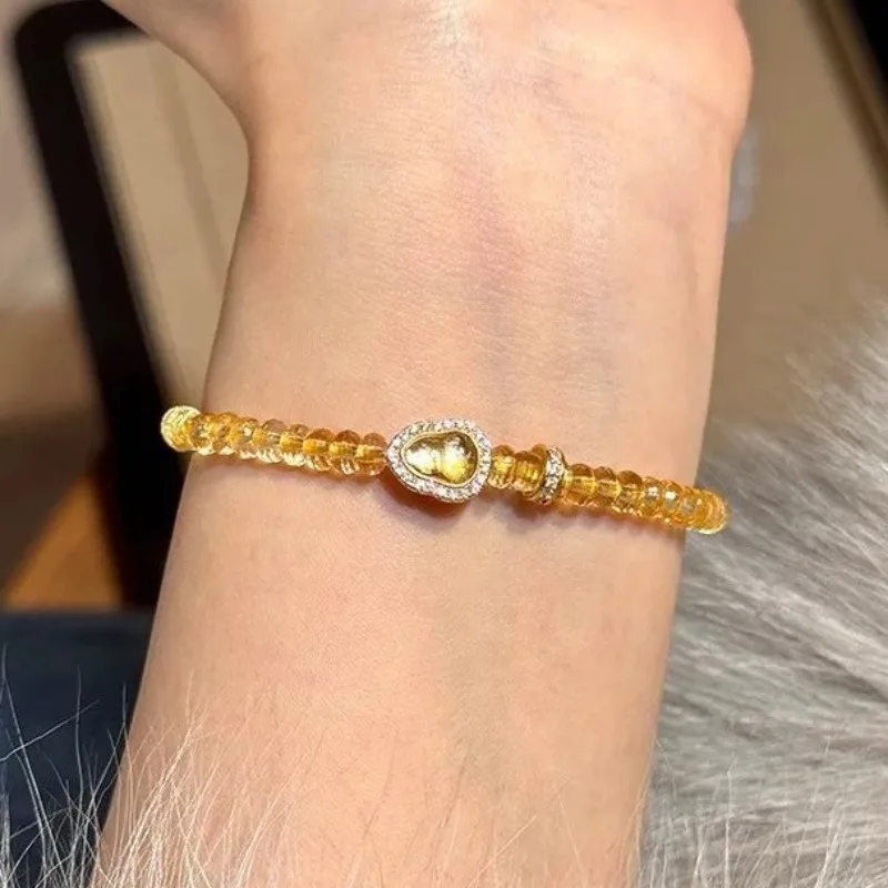New in Creative Exquisite Yellow Crystal Gourd Bracelets for Women Light Luxury High Grade Beads Bracelet Wedding Jewelry Gift