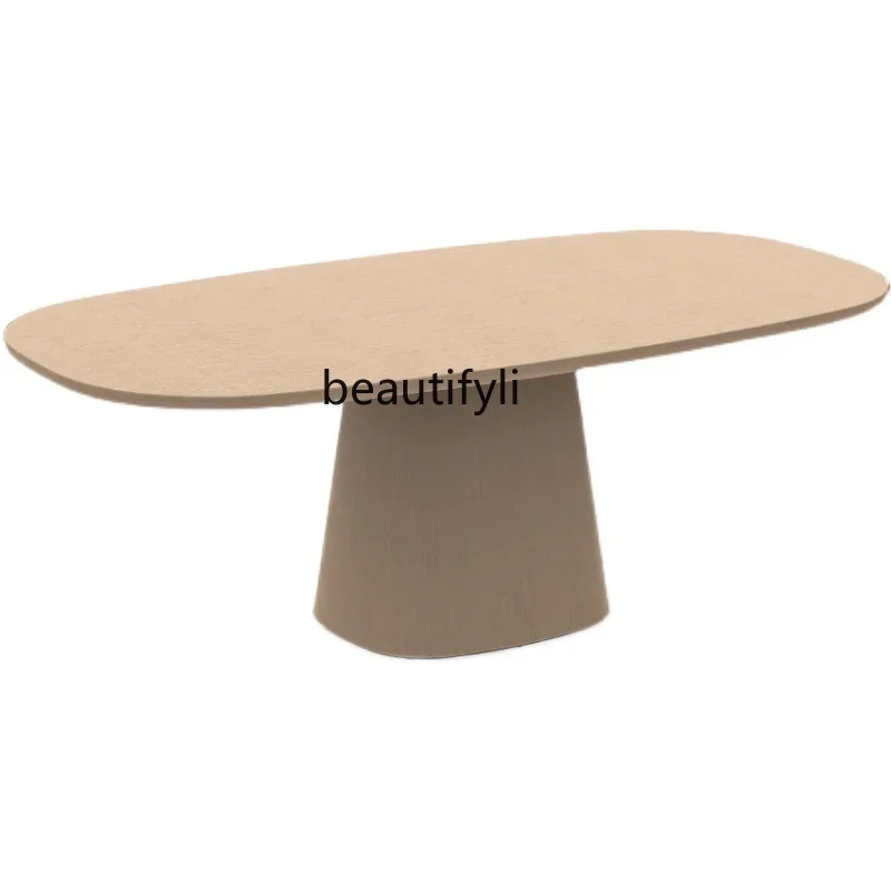 

New Modern Italian Marble Stone Plate Dining Table Designer Model Household Multi-Person Light Luxury Dining Table and Chair