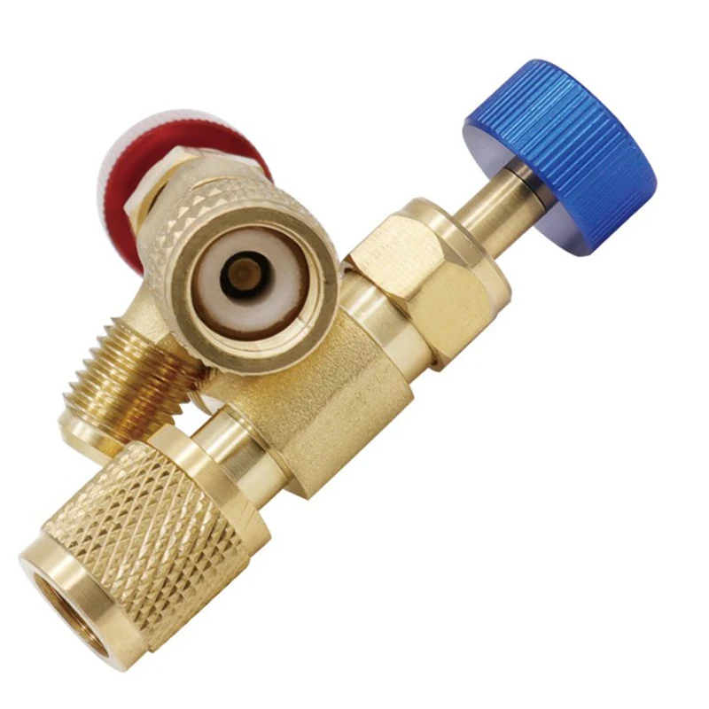 1PC Refrigeration Charging Air Conditioning Adapter For R410A R22 1/4" Liquid Safety Liquid Valve Hose R22 Copper Adapter Hand