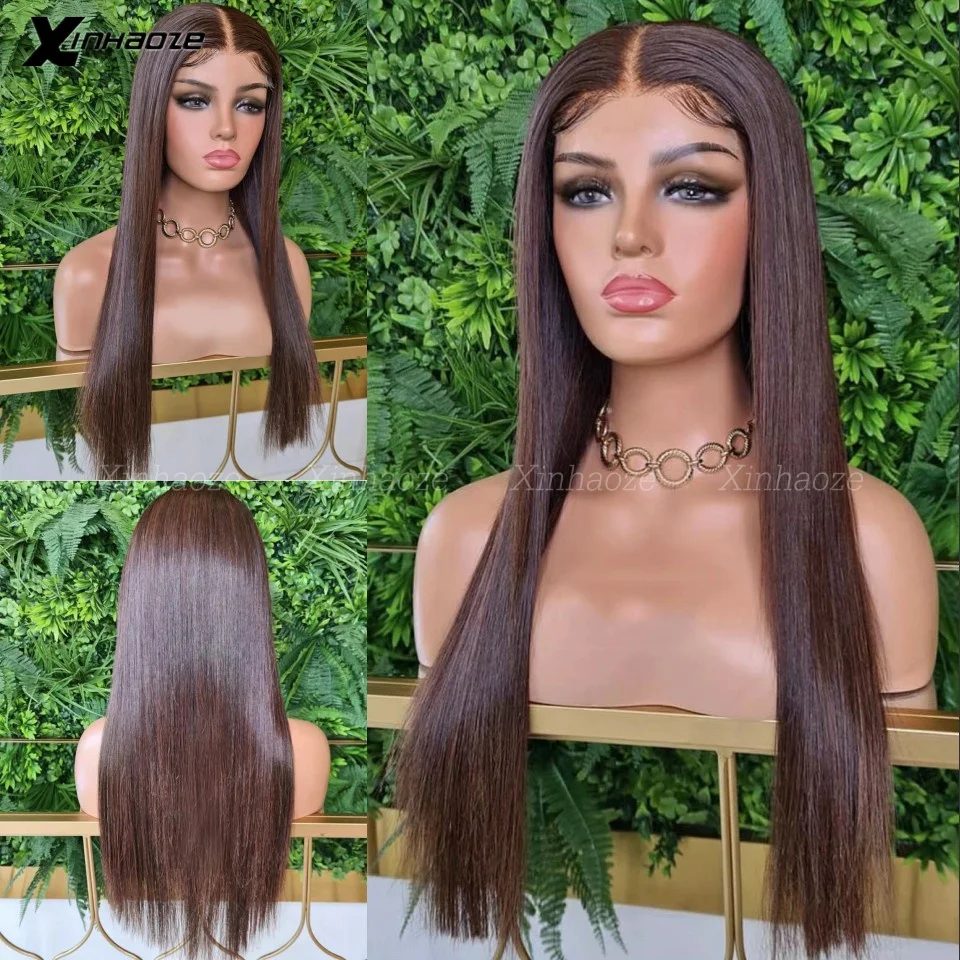 Dark Brown 13x6 Lace Front Human Hair Wigs #2 Brown Colored Straight 13x4 Silk Base Lace Frontal Wigs For Women Straight Wigs