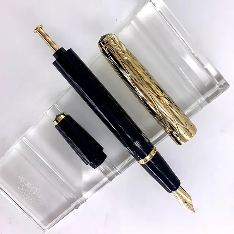 Original Yong Shen 601A Piston Vacuum Fountain Pen 14k Gold Vintage Ink Viewing Window Gift Calligraphy Practice Collection