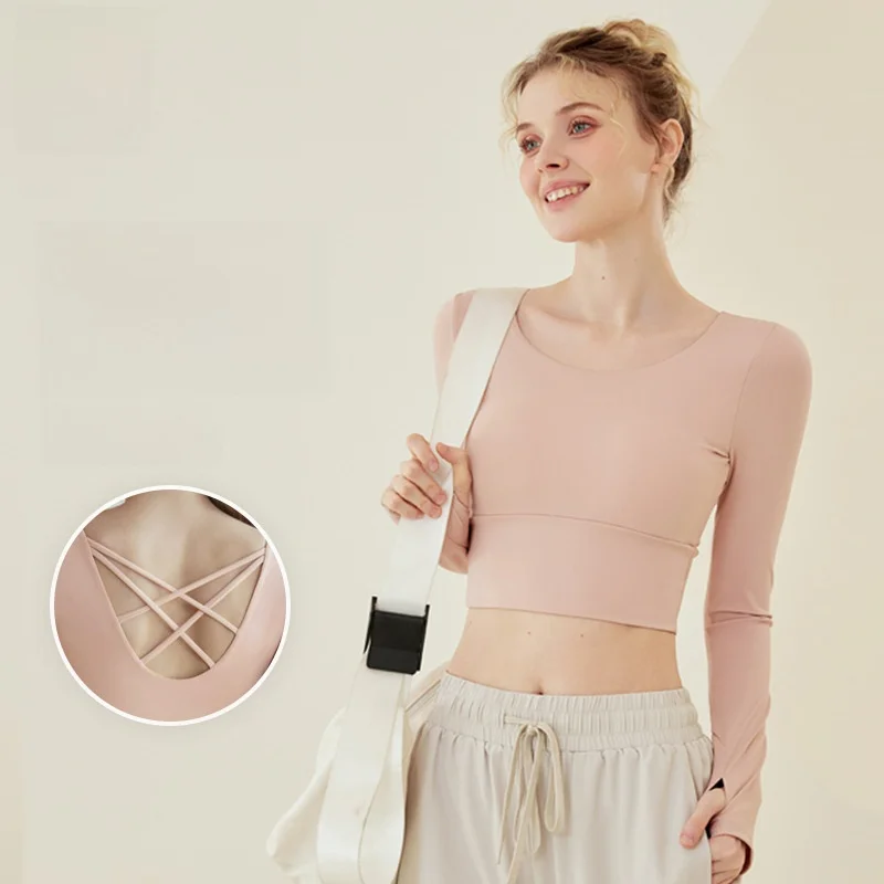 

Женская одежда для йоги, спортивные топы с длинными рукавами на весну и осень, для похудения, бега, пилатеса, тренировок, фитнеса, оптовая продажа