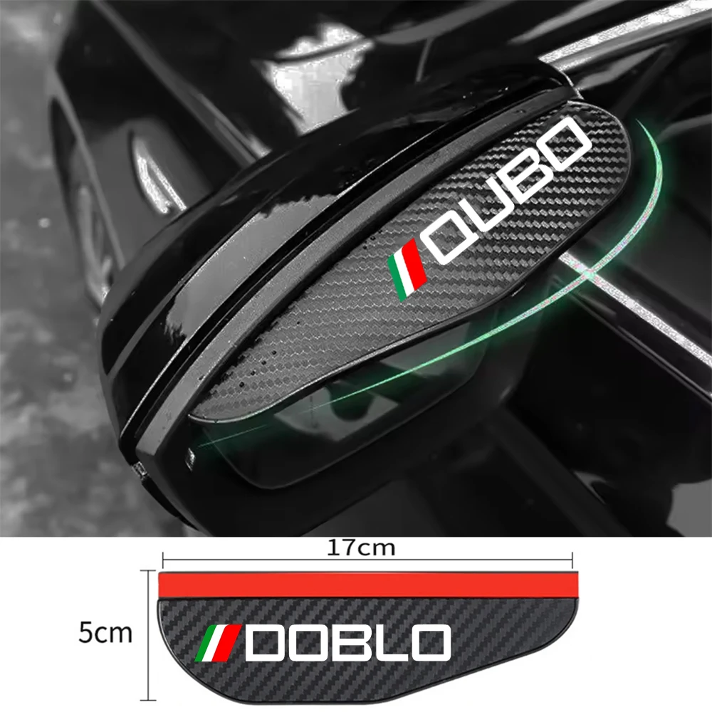 2 uds fibra de carbono espejo retrovisor de coche lluvia ceja pegatina para fiat QUBO DOBLO STILO accesorios para automóviles