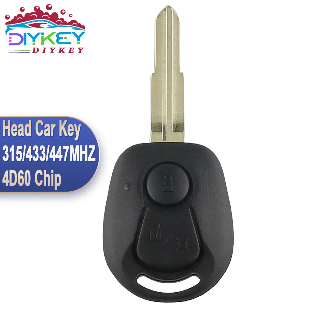 DIYKEY 433.92MHz 447MHz 315MHz 4 d60 Chip do Ssangyong Actyon Kyron Rexton z głową do samochodu wymiana klucza inteligentny pilot 2 przyciski brelok