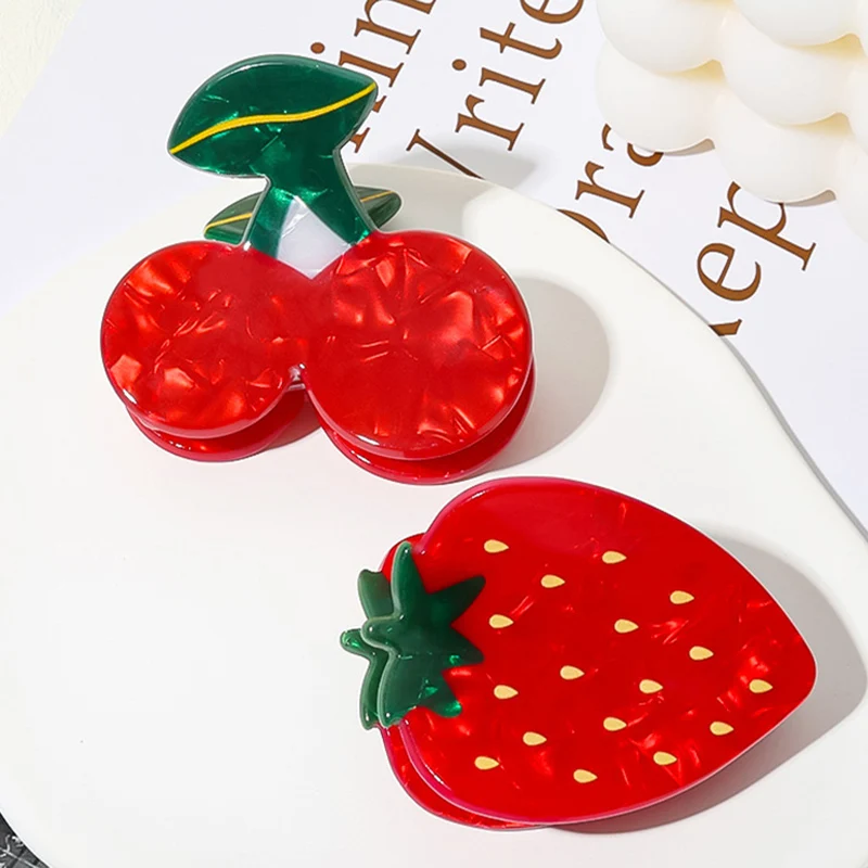 Damen-Haarspange aus Acetat, Erdbeere, Fruchtserie, Greifer, Kirsche, Wassermelone, Traube, neuer Greifer-Haarschmuck 2025