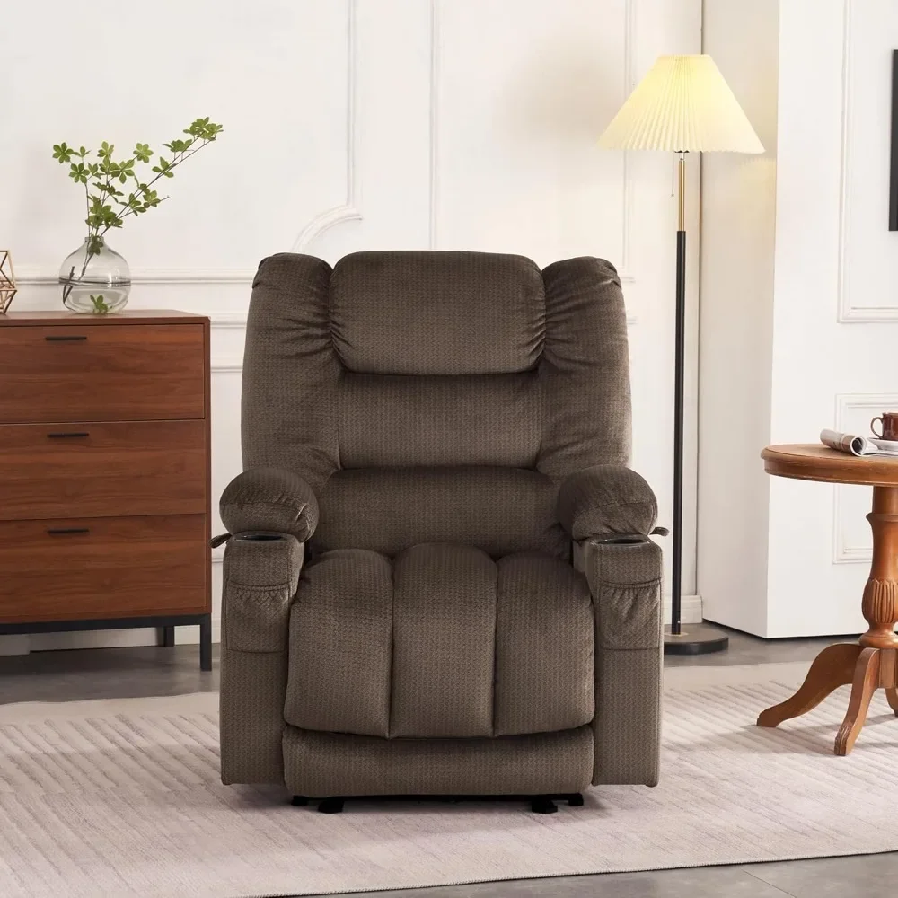 Large Electric Power Recliner Chair with Heat and Vibration, USB Ports, Cup Holders, Electric Reclining Chair