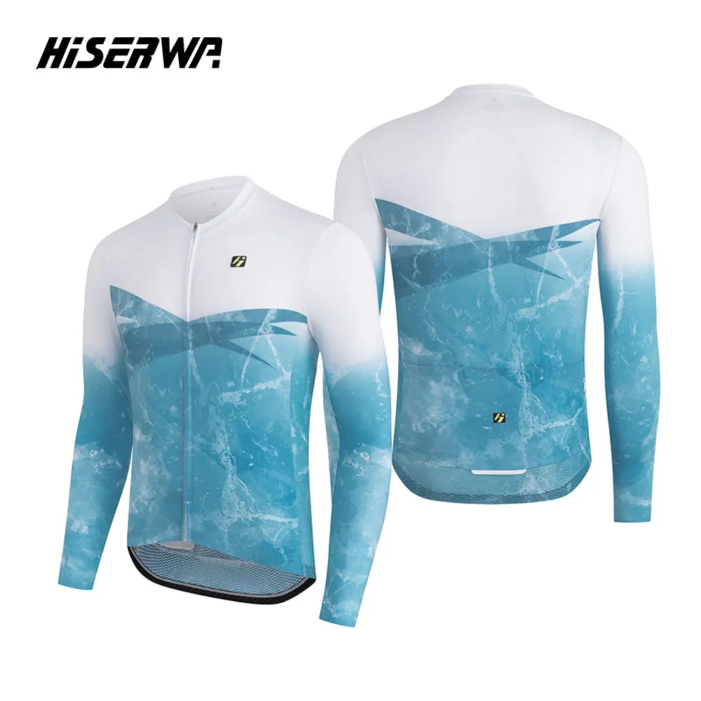 

HISERWA Men Cycling Jersey High Quality MTB Road Bicycle Clothing Long Sleeve Breathable Cycling Jersey Maillot Ciclismo Hombre