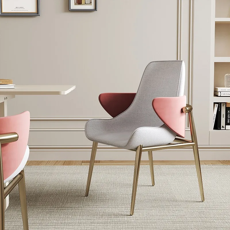 *&Nordic Modern Luxury Tufted Dining Chairs Golden Metal Legs Armchairs Velvet Upholstered Fabric Eco-Friendly Home Furniture