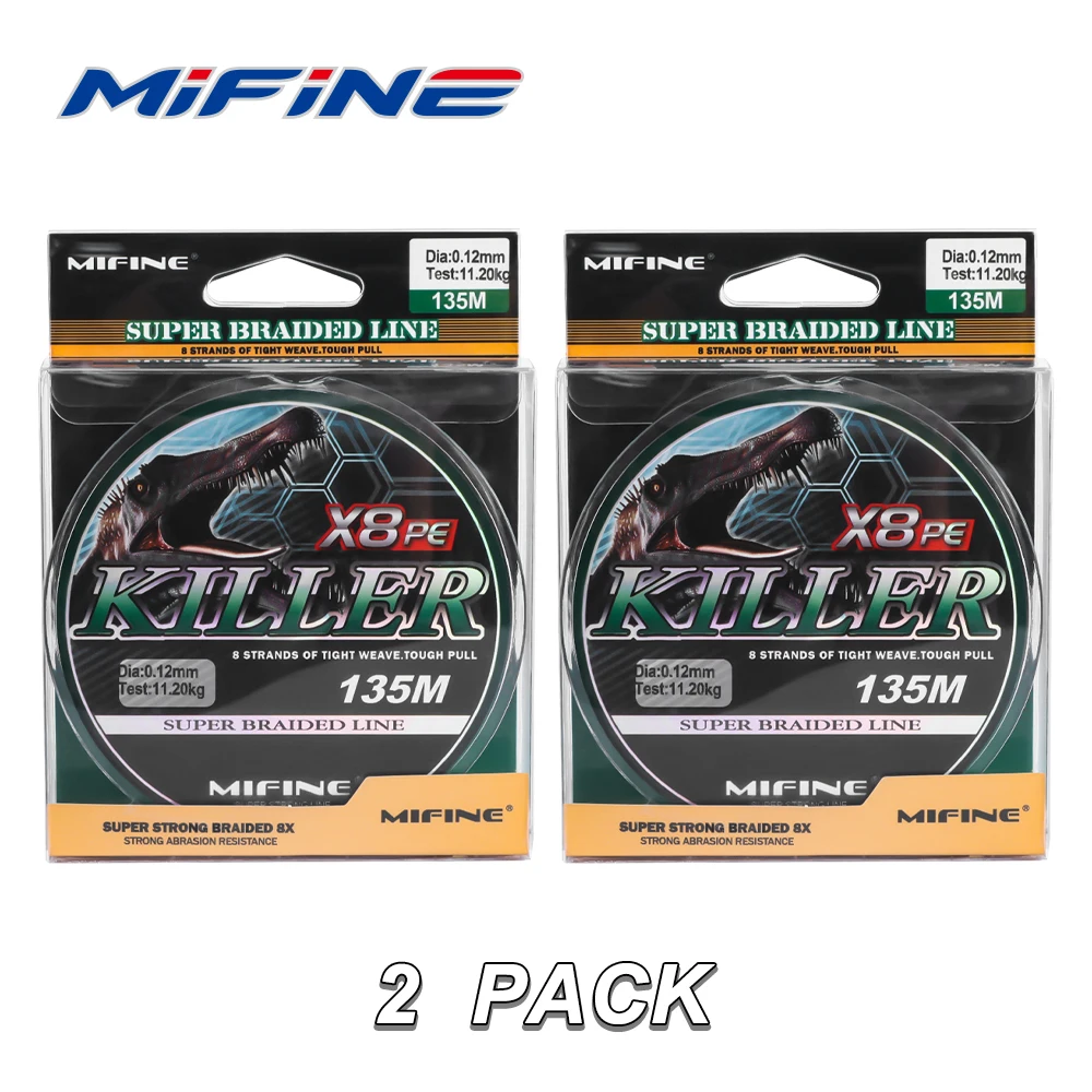 Image of MIFINE 2-in-1 Pack KILLER X8 Upgrade Angelschnur 135M 15LB-56LB Geflochtene 8-Strang Multifilament PE-Schnur Karpfenschnur Zubehör