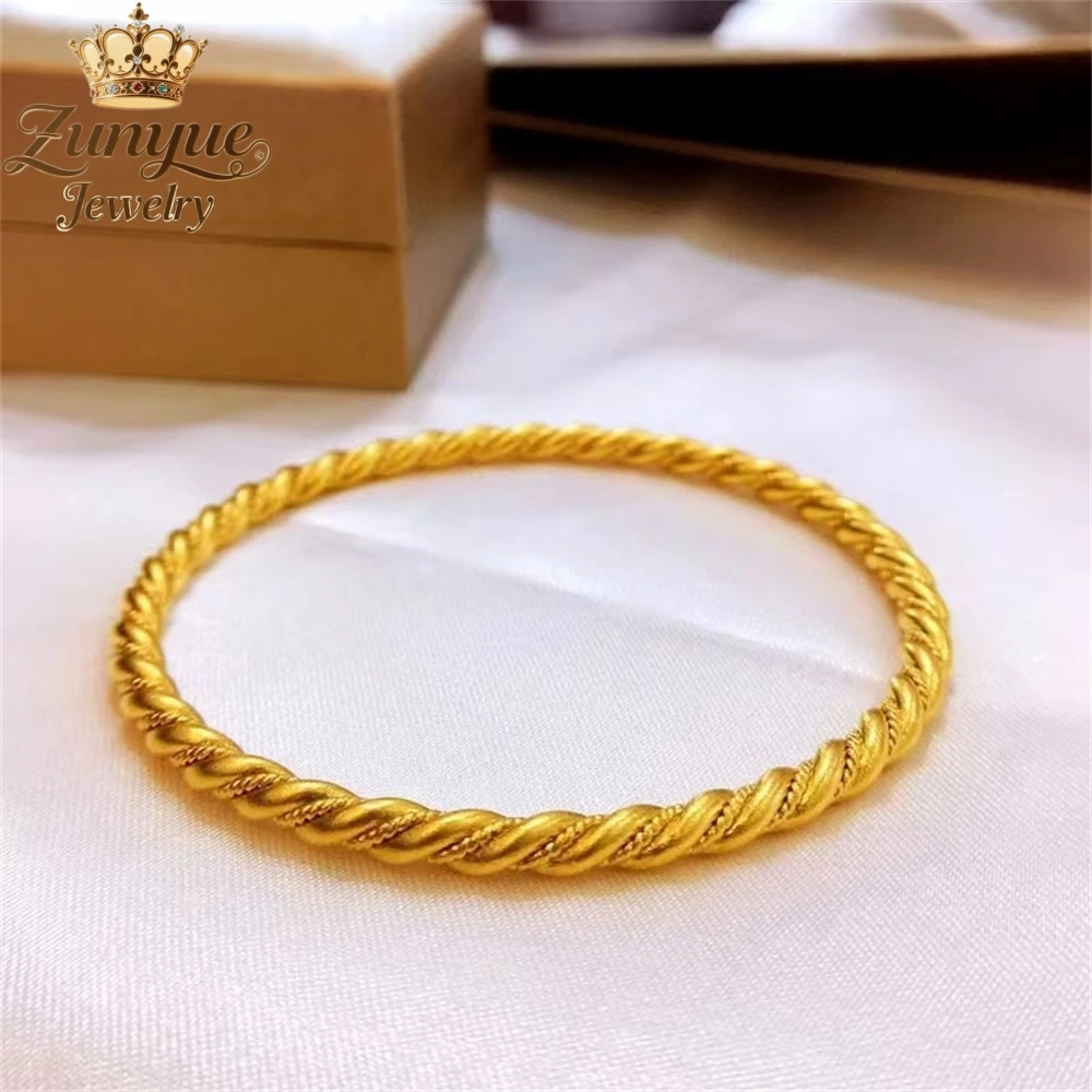 

Sand Gold Twist Hollowed-Out Bracelet Luxury Quality Jewelry Handicraft Fashion Fine Jewelry Exquisite Elegant Charms Popular